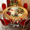 Christmas Round Tablecloth Christmas Theme With Santa Claus Table Flag
