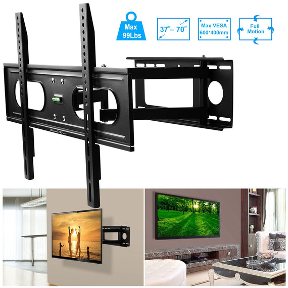 1Pc Full-Motion TV Wall Mount | Swivel & Tilt for 37″–70″ TVs | Max VESA 600x400mm | Holds Up to 99 lbs