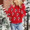 Brocade Cute Puff Sleeve Christmas Sweater