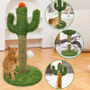Cactus Shaped Cat Climbing Tree 2 In 1 - Solid Wooden Base - Natural Sisal Scratching Post With Suspended Ball Toys Indoor Cat Multi-Level Activity Center, Climbing, Claw Sharpening & Play All-in-One