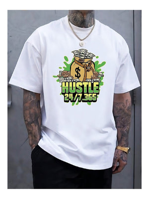 Men's White T-Shirt | Trendy Graphic Print | Loose Fit | Summer Streetwear | Hip-Hop Style