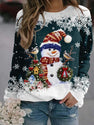Snowman Printed Panel Loose Sweater