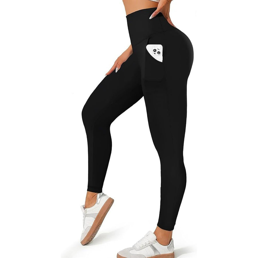 Women's Pocket Soft Belly Contracting High Elastic Slim High Waist Leggings