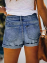 Womens Mid-High Rise Ripped Jean Shorts Distressed Stretchy Denim Shorts