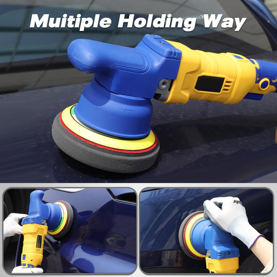 MaxMore 5 Inch Car Buffer Polisher Compatible With DE Walt 20V MAX Battery, 6-Speed Variable Speed Cordless Track Random Waxer, Dual Acting, 5,000RPM Brushless, Detachable Handle For Polishing Details