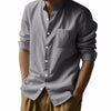 Men's Casual Long Sleeve Stand Collar Shirt with Pockets