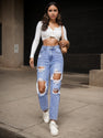 2025 Women's New Jeans, High Waist Piercing, Straight Fit, Casual Street Style, Fashionable And Versatile, Women's Wear