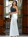 Elegant Black & White Off-Shoulder Sleeveless Bodycon Dress for Women
