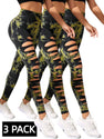 3 PACK Butt Lifting Yoga Gym Athletic Pants, Hollow Out Tummy Control Sports Leggings Tie Dye Running Pants