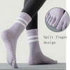 8 Pairs Women's Professional Non-slip Sports Yoga Running Fitness Multi-functional Mid-calf Solid Color Five-finger Dot Rubber Socks