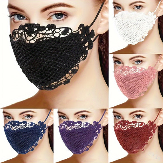 6 Pcs Sexy Lace Face Mask For Women- Adjustable Ear Loops- Cute, Sexy Washable And Reusable