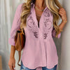 Women’s Contrast Lace Long Sleeve Button-Down Blouses | Dressy Casual Shirts for Fall Fashion