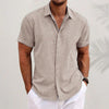 Men's Casual Loose Fit Linen T-Shirt | Solid Color Short Sleeve Summer Top