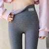 Pure Cotton Fleece-lined Thick Autumn And Winter Threaded Underwear Leggings Women's High Waist High Elastic Warm