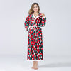 Christmas Sleepwear Women Fleece Hooded Bathrobe Plush Long Robe Winter