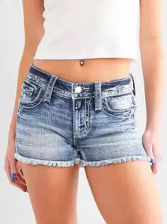 Women’s Mid to High-Rise Distressed Ripped Jean Shorts – Stretch Denim Comfort Fit