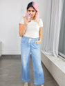 2025 New Women's Wide Leg Jeans Elastic High Waist Elastic Waist Bellbottom Pants Loose Y2K Pants