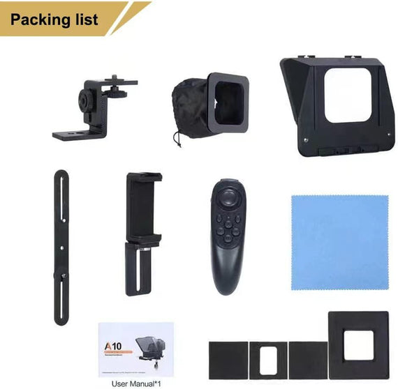 Portable Smartphone SLR Teleprompter Kit | Mobile Mount with Remote Control for Video Creation, Live Streaming, Interviews & On-Stage Presentations