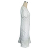 Women's Floral Jacquard Dress Women's Short Puff Sleeve Crew Neck Ruffle Hem Bodycon Dresses