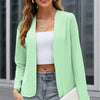 Plus Size Women's Collarless Blazer Jacket – Long Sleeve, Solid Color, Stylish & Minimalist Outerwear for Spring & Fall