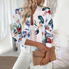 Women's Botanical Print Zip-Up Jacket | Stylish Round Neck Long Sleeve for Casual & Formal Spring/Fall Wear
