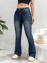 New Women's Elastic Button Zipper Flared Jeans, Multifunctional, Casual And Fashionable, Comfortable Women's Pants