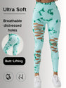 New Style Women's High-Waisted Yoga Leggings With Hollow-Out & Tie-Dye Design