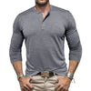 Men's Long Sleeve Henley Collar T-Shirt – Classic Comfort & Style