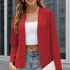 Plus Size Women's Collarless Blazer Jacket – Long Sleeve, Solid Color, Stylish & Minimalist Outerwear for Spring & Fall