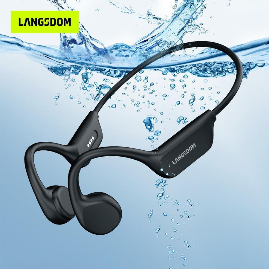 IPX8 Waterproof Bone Conduction Headphones | Swim-Ready Bluetooth Earbuds with Built-In 32GB Memory | Wireless Sports Stereo Sound