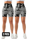 2 Pack 3-ROW HOOK Seamless Sexy Tie Dye Shorts Scrunch Butt Lifting Tummy Control High Waist Quick Drying Sports Yoga Shorts