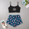 Christmas European And American Thin Pajamas Women's Sleeveless Shorts Milk Silk Simple Casual Two-piece Suit Homewear