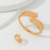 2cpsVintage Wheat Ear Leaf Gold Bracelet With An Open Ring, Worn By Women In Dubai, Africa For Daily Festivals, Wedding Accessories