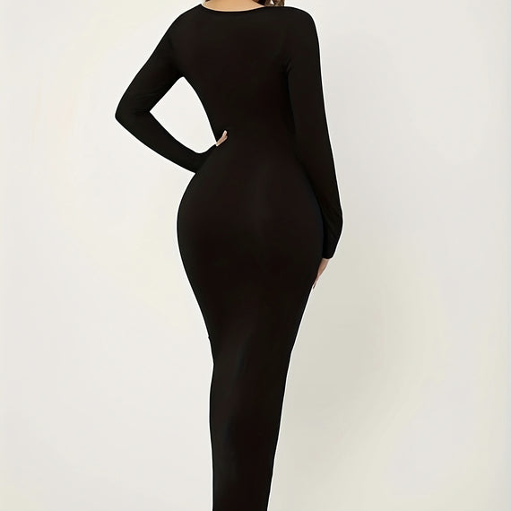 Women's Classic Slim-Fit Solid Color Bodycon Dress