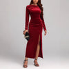 Women's Clothing Slit Formal Dress Pleuche Dress