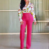 Women's Elegant High-Waisted Wide Leg Pants With Double-Breasted Buttons - Flared Trousers For Casual & Formal Wear