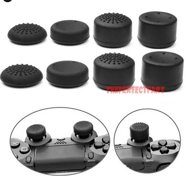 8-Pack Black Silicone Thumb Grips for PS4 & Xbox One Controllers