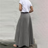 Women's Solid Color High-Waisted A-Line Skirt With Slit And Button Detail Flared Midi Skirt With Pockets For Spring & Fall