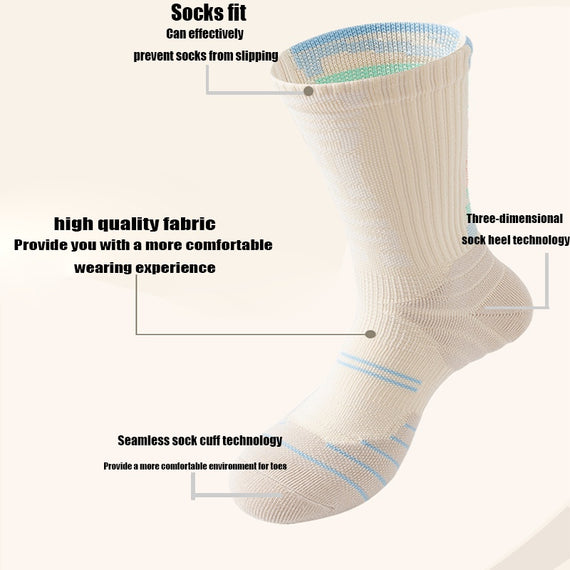 9 Pairs Men's Compression Crew Athletic Socks | Cushioned, Anti-Odor & Anti-Slip | Ideal for Running, Hiking, Workouts, Basketball, and Cycling