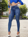 2025 New Women's Denim Pants With Fake Button Decoration, High Waisted Jeans, Suitable For All Seasons