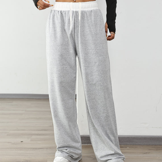Women's Casual Sports Contrast Color Loose Comfortable Drawstring Trousers