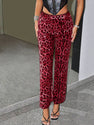 Printed Sequins Leopard Print European And American Straight-leg Trousers