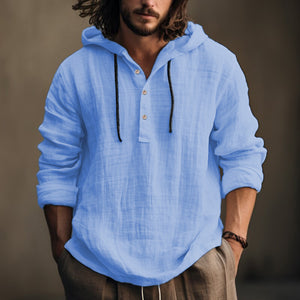NewWish Cotton Linen Hooded Shirt Sweater – Long Sleeve Casual Daily Wear