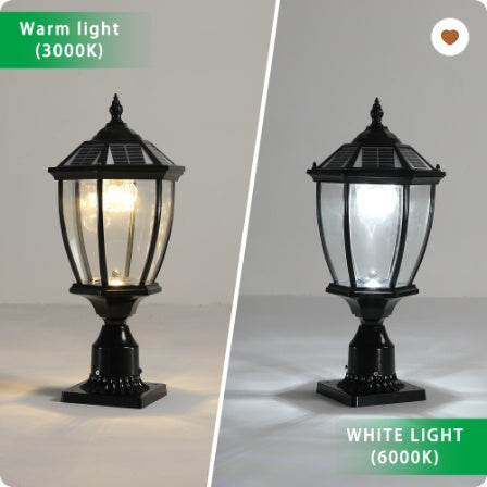 Vintage Black Solar LED Lantern | Elegant Glass Outdoor Light for Pathways, Gardens, Yards & Patios (1-Pack)